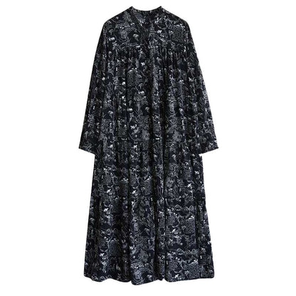 【ワンピース】春 秋 冬 ルーズ 着痩せ効果 プリント 大きいサイズ 長袖 ワンピース 【SHシリーズ】