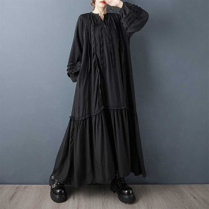 【60%OFF⭐️早い者勝ち】【ワンピース】春 秋 冬 フリル縁 アシンメトリーパッチワーク 長袖 ワンピース 【SHシリーズ】