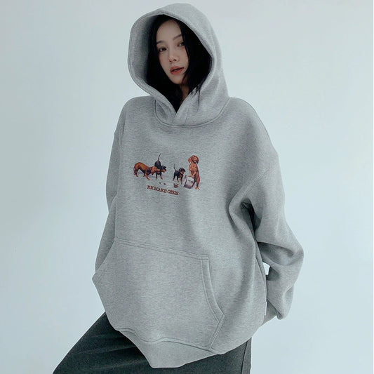 【トップス】春 秋 冬 カートゥーン犬 ヴィンテージ風 フード付き パーカー 【FCシリーズ】