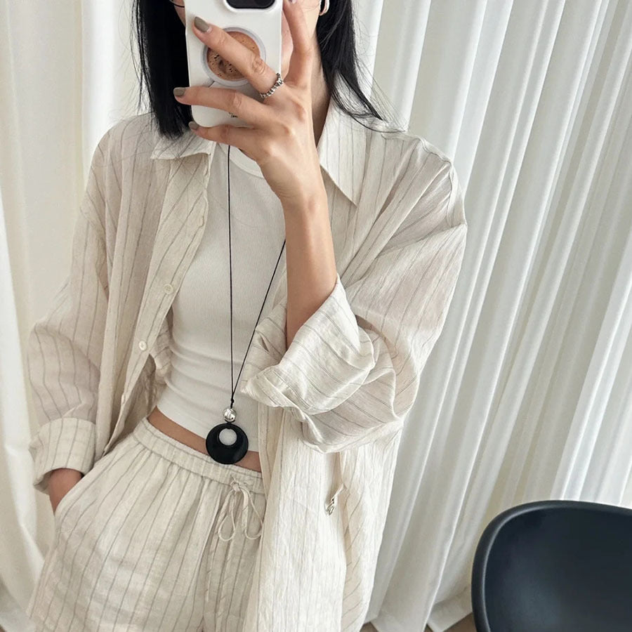 【🎁 B2G1｜先行スタート！】【グッズ】小众スタイル 黒曜石サークルチャーム ロングペンダントネックレス