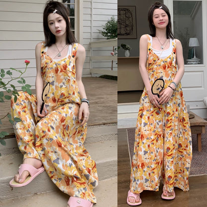 【ボトムス】夏新作 ゆったりカジュアルルーズ感 オーバーサイズ キャミサロペット オールインワン【SHシリーズ】