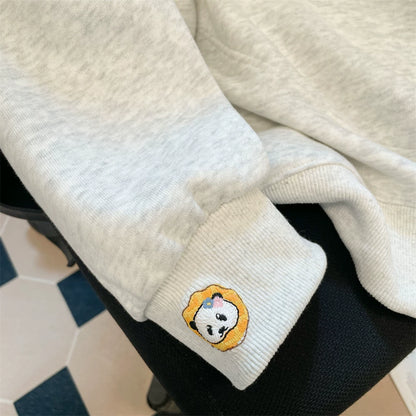 【トップス】韓国風 カレッジテイスト 🐼パンダ刺繍 裏起毛 厚手 フード付きスウェット レディース 冬 Panda【FCシリーズ】