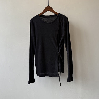 【トップス】韓国風リボンウエストマーク長袖ニット レディース 秋新作 個性的 ゆったり Ｔシャツ【JZシリーズ】