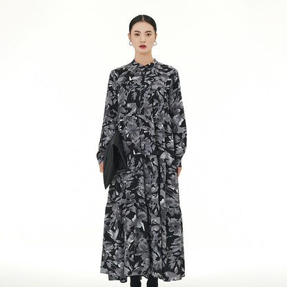 【ワンピース】春 秋 冬 花柄 プリント 長袖 ティアードワンピース 【SHシリーズ】