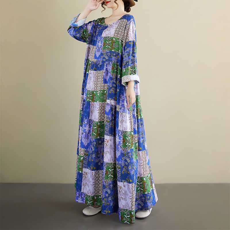 【ワンピース】チェック プリント 春 秋 冬 長袖 ワンピース 【SHシリーズ】