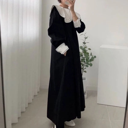 【24AW】【ワンピース】日系 chic 若見え 着痩せ 合わせやすい 長袖ワンピース