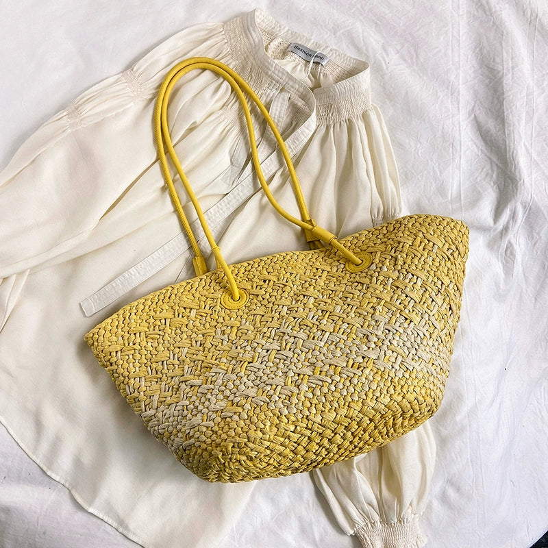 10色展開【バッグ】大容量 通勤 トートバッグ 夏新作 ビーチ旅行リゾート 編みバッグ ショルダーバッグ