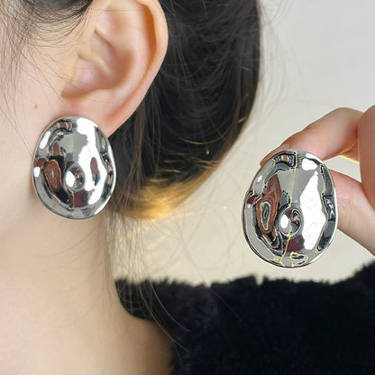 【🎁 B2G1｜先行スタート！】【グッズ】レディース 小众デザイン 高級感 不規則 大ぶり ゴールド＆シルバー ピアス