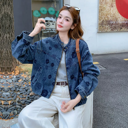 【アウター】アメリカンスタイル プリント 着痩せ カジュアル ジャケット【SHシリーズ】