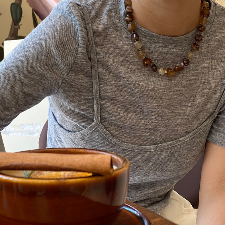 【🎁 B2G1｜先行スタート！】【グッズ】ヴィンテージ風 ビーズ チタン鋼 ネックレス  チョーカー