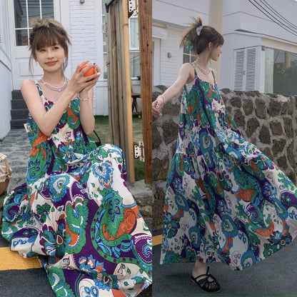 【ワンピース】ファッション フォレストスタイル 夏 ゆったりカジュアル ノースリーブキャミワンピース【SHシリーズ】