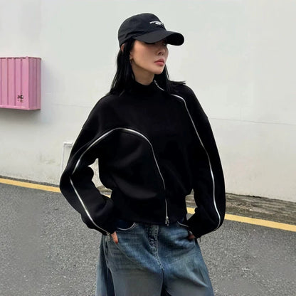 【トップス】ハイネック ゆったり アシンメトリー パーカー 【FCシリーズ】