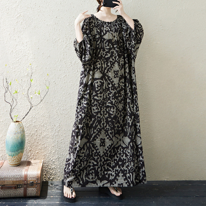 期間限定🍂60%OFF【ワンピース】リゾート風花柄ロングワンピース レディース 秋新作 大きいサイズ ゆったり ボリュームスリーブ 大人可愛い【SHシリーズ】