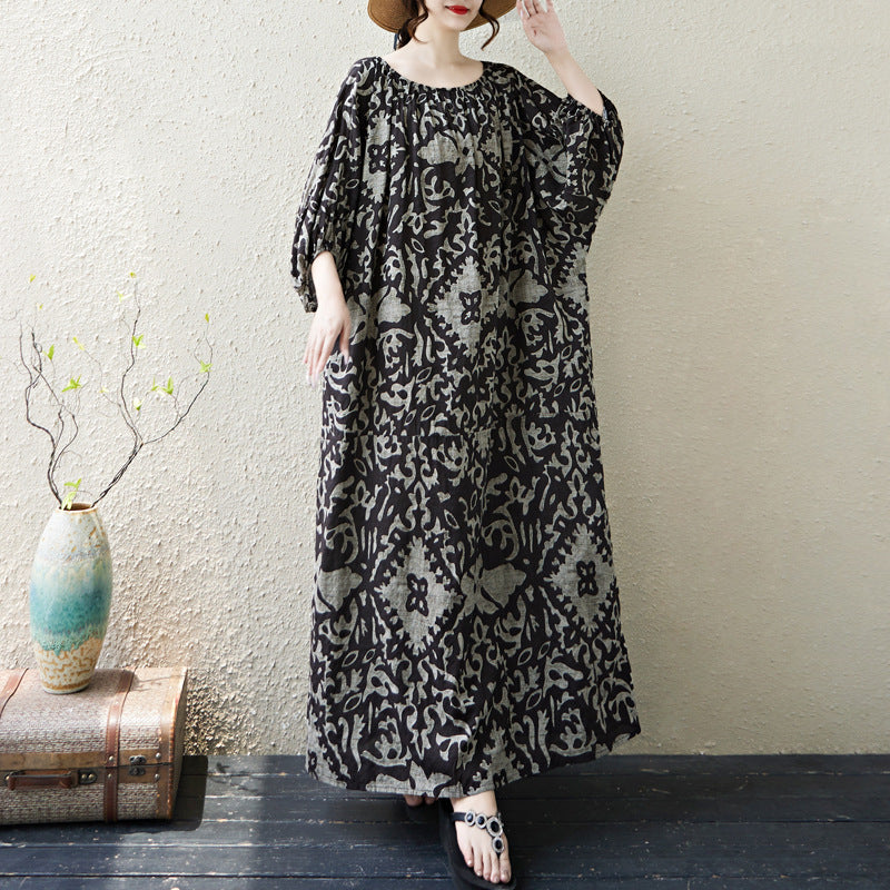 期間限定🍂60%OFF【ワンピース】リゾート風花柄ロングワンピース レディース 秋新作 大きいサイズ ゆったり ボリュームスリーブ 大人可愛い【SHシリーズ】