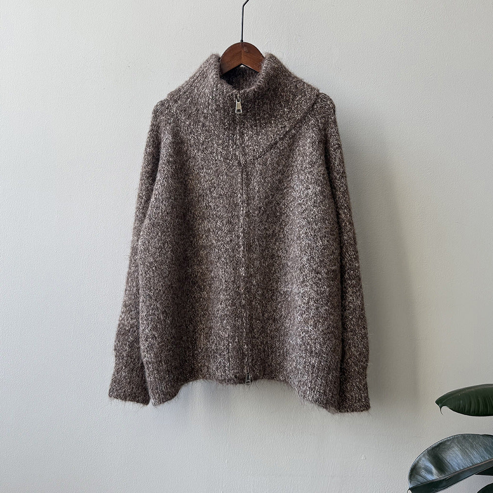 【トップス】春 秋 冬 もっちり ハイネック こなれ感 ジップ セーター 【SNシリーズ】