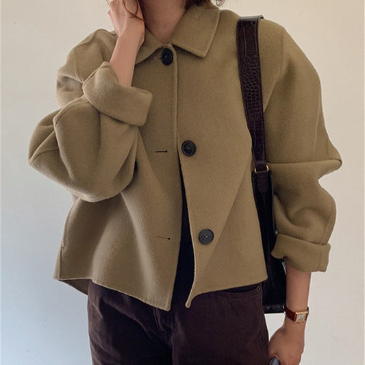 【24AW】【アウター】韓国風 chic 折り襟 合わせやすい コート