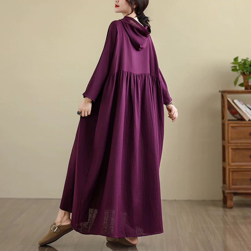 【60%OFF⭐️早い者勝ち】【ワンピース】フーディー無地 長袖ワンピース レトロ×フェミニン 小洒落ムード【JZシリーズ】