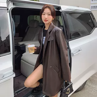 【アウター】メラード  PUレザージャケット 上質感 レトロ 上品 ミドル丈【JZシリーズ】