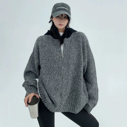 【24AW】【15～20日内発送】【アウター】高級感 配色 厚い保温 ニットセーター ジャケット【FCシリーズ】