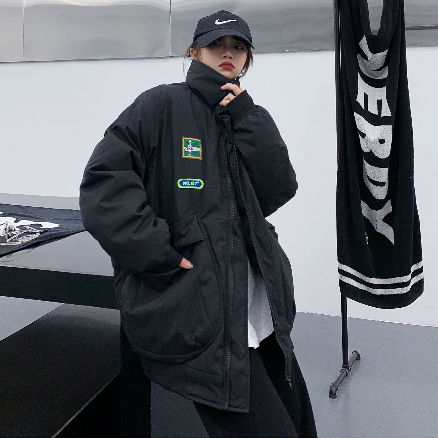 【アウター】春 秋 冬 アメリカンスタイル ゆったり 刺繍 厚手 綿入れコート【FCシリーズ】