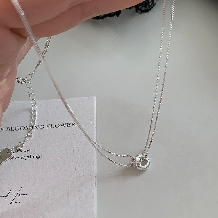 【グッズ】INS風 ダブルリング ネックレス レディース シンプル チェーンネックレス トレンド アクセサリー