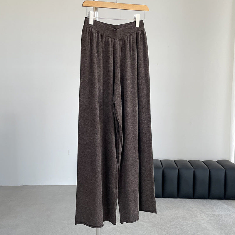 【ボトムス】ウール ゆったり細見えニットワイドパンツ レディース リラックス感たっぷり ロングパンツ【JZシリーズ】
