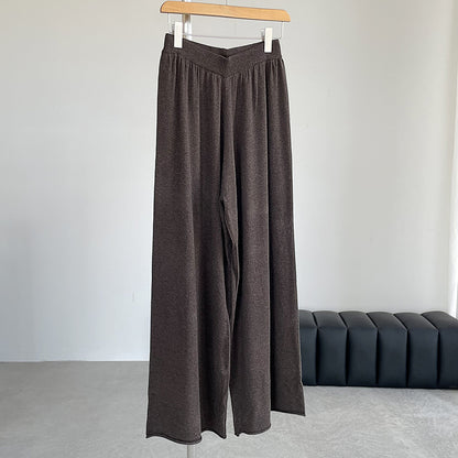 【ボトムス】ウール ゆったり細見えニットワイドパンツ レディース リラックス感たっぷり ロングパンツ【JZシリーズ】