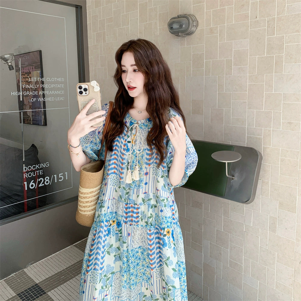 【ワンピース】今年のトレンド フレンチ気質 花柄半袖ワンピース【SHシリーズ】