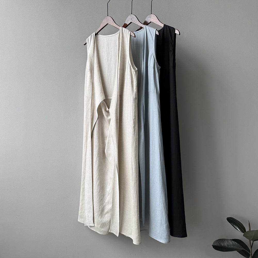 【ワンピース】夏新作 フレンチスタイル ノースリーブ Vネック 着痩せ効果 韓国風 ワンピース【JZシリーズ】