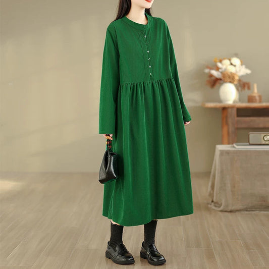 【ワンピース】コーデュロイ ハーフボタン ハーフボタン 長袖 ワンピース 【JZシリーズ】