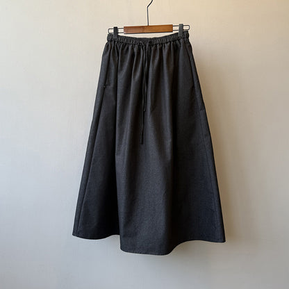 【ボトムス】韓国風 ハイウエスト ワークスカート レディース 秋新作 エレガント シンプル Aライン 細見えミモレ丈スカート【JZシリーズ】