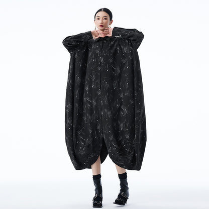 【ワンピース】春 秋 冬 体型カバー プリント 長袖 ワンピース 【AHシリーズ】