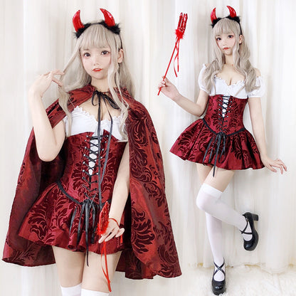 【ハロウィン】大人用 コスチューム 海賊 ウィッチ ゴシック スカーレットキャップ ケープ ヴァンパイア