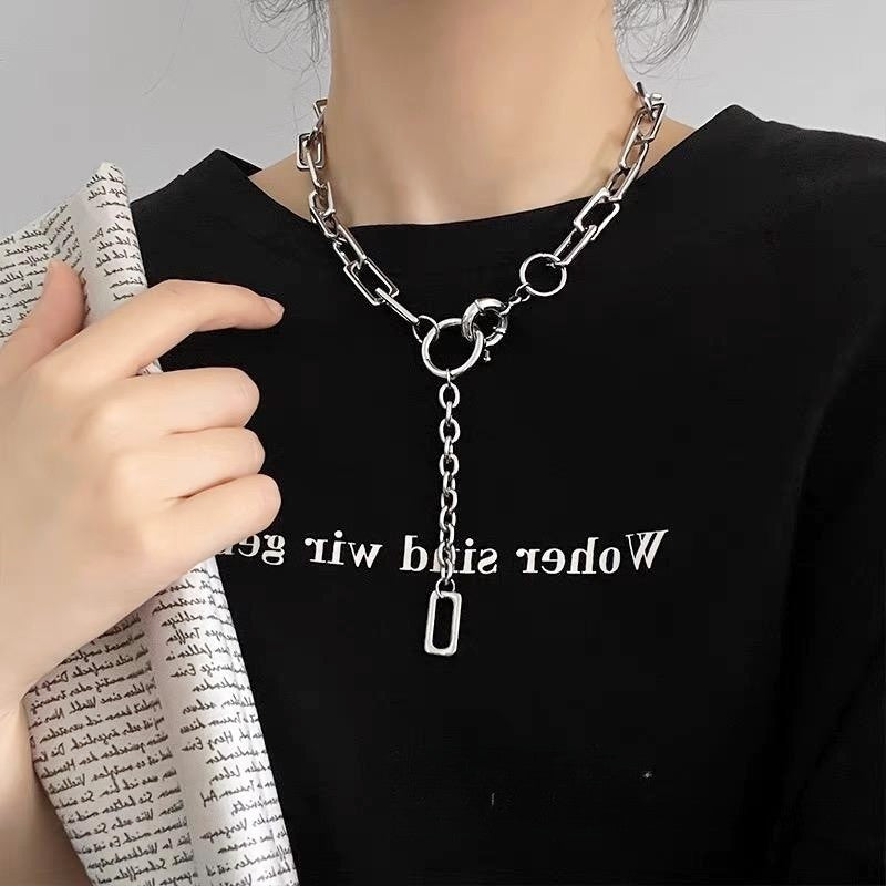 【グッズ】モード系メタルネックレス レディース シンプルチェーン ミニマルデザイン 上品 高見えアクセサリー