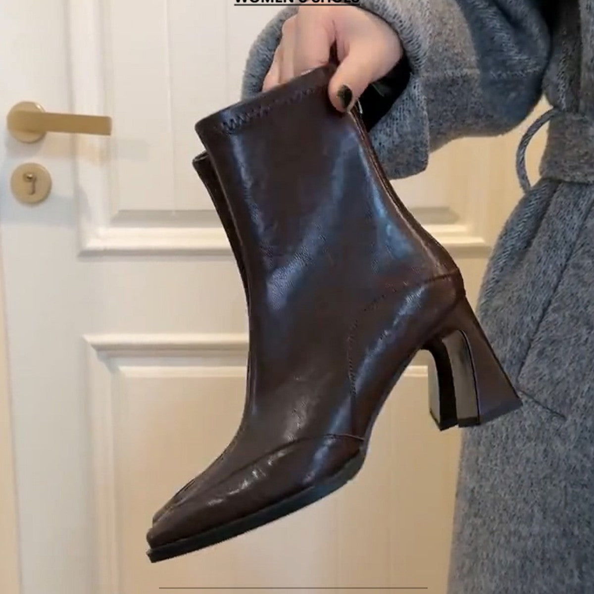 【シューズ】ショート 太めヒール 春 秋 冬 スリムブーツ  【JZシリーズ】