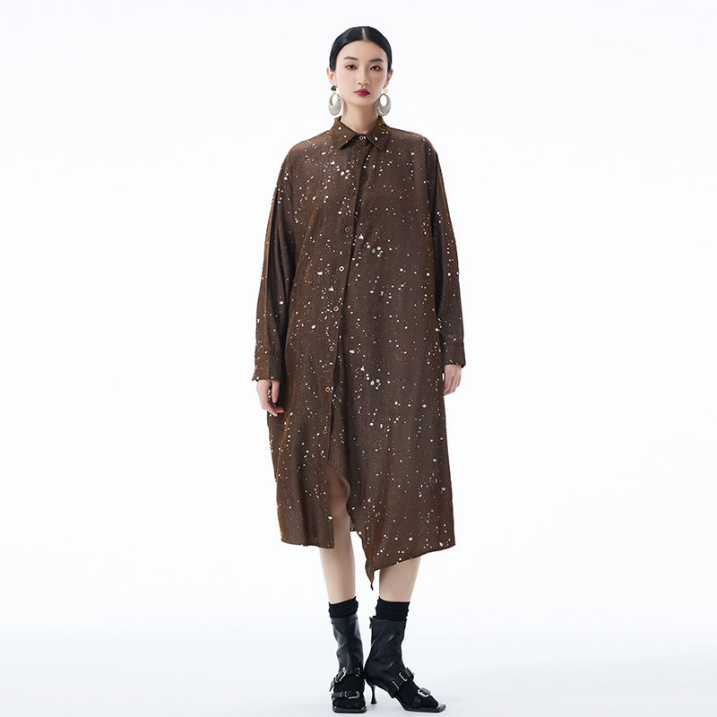 【ワンピース】春 秋 冬 カジュアル 細見え  ドット柄 長袖 ワンピース 【AHシリーズ】