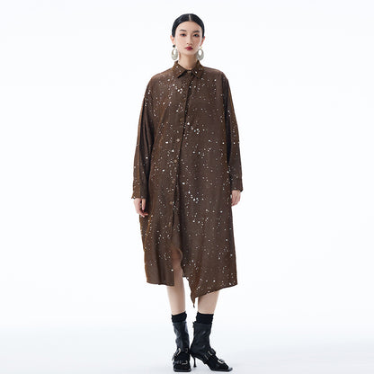 【ワンピース】春 秋 冬 カジュアル 細見え  ドット柄 長袖 ワンピース 【AHシリーズ】