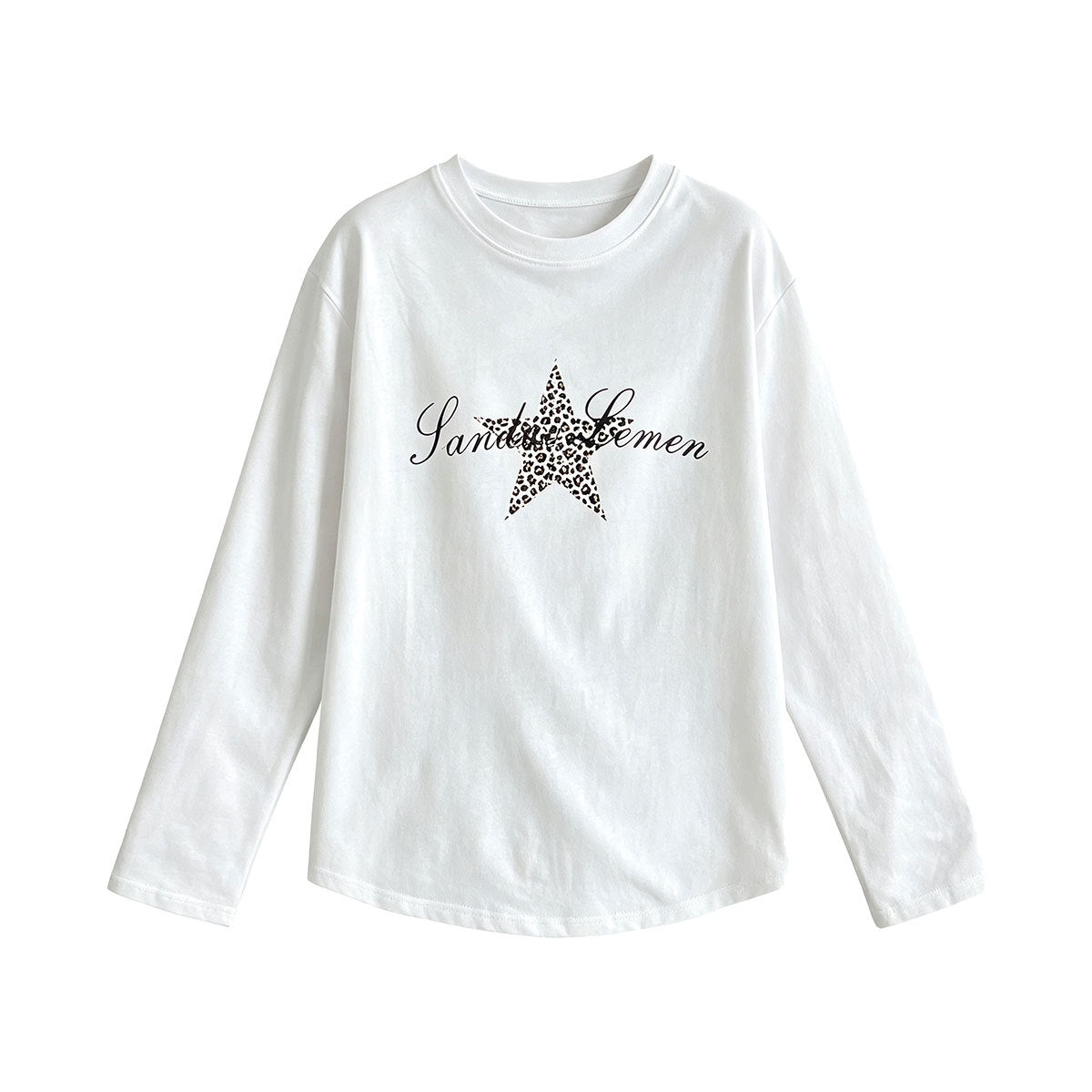 【トップス】レトロ豹柄星プリント長袖Tシャツ レディース 綿100％ 秋インナートップス【JZシリーズ】