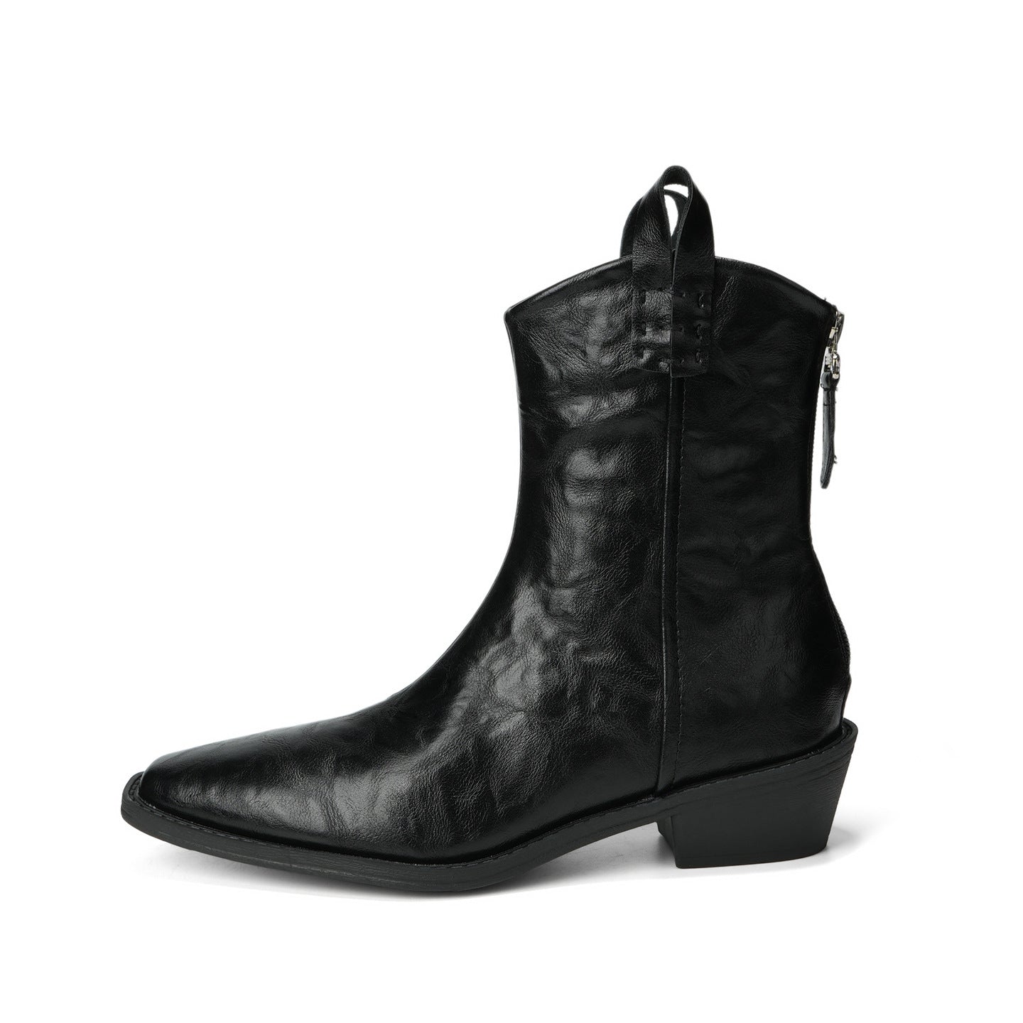 【シューズ】春 秋 冬 ポイントトゥ カウボーイブーツ チャンキーヒール ショートブーツ 【JZシリーズ】