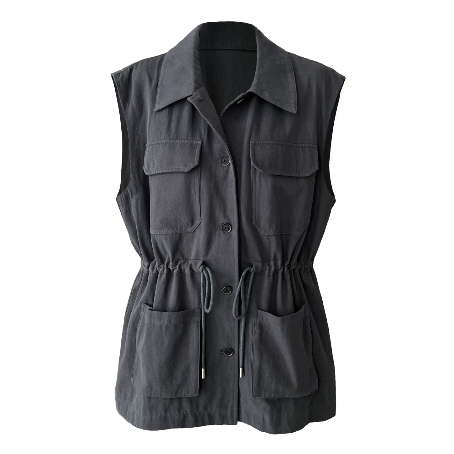 【トップス】春 秋 冬 ワーク風 ドローストリング ポケット ノースリーブ ベスト 【JZシリーズ】