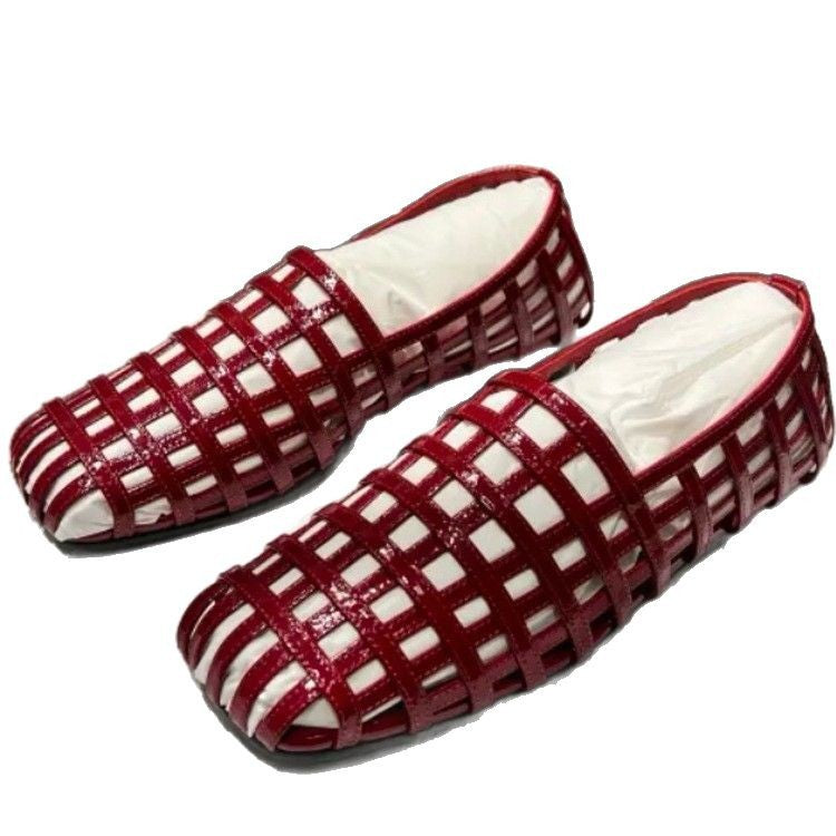 【シューズ】夏 スクエアトゥ透かし彫り サンダル 【JZシリーズ】