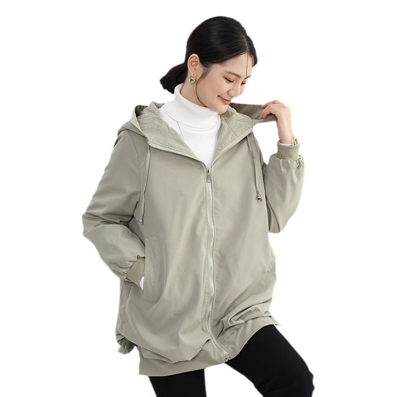 【アウター】春 秋 ゆったり 前短後長 ポケット トレンチコート ジャケット