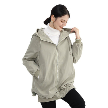 【アウター】春 秋 ゆったり 前短後長 ポケット トレンチコート ジャケット