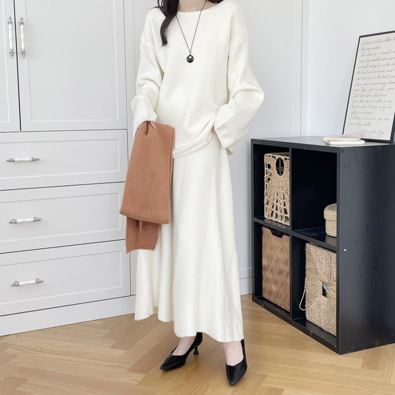 【セットアップ】春 秋 冬 ミディアム丈 セーター + ロングスカート 2点上下セット 【SNシリーズ】
