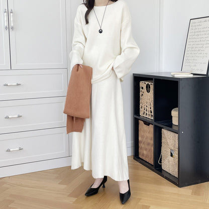 【セットアップ】春 秋 冬 ミディアム丈 セーター + ロングスカート 2点上下セット 【SNシリーズ】