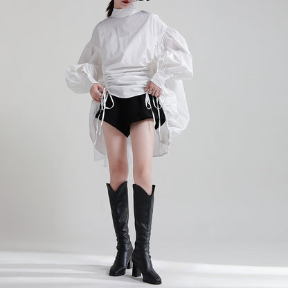 【トップス】春 秋 冬 ゆるリラックス 立襟 レトロ シャツ 【AHシリーズ】