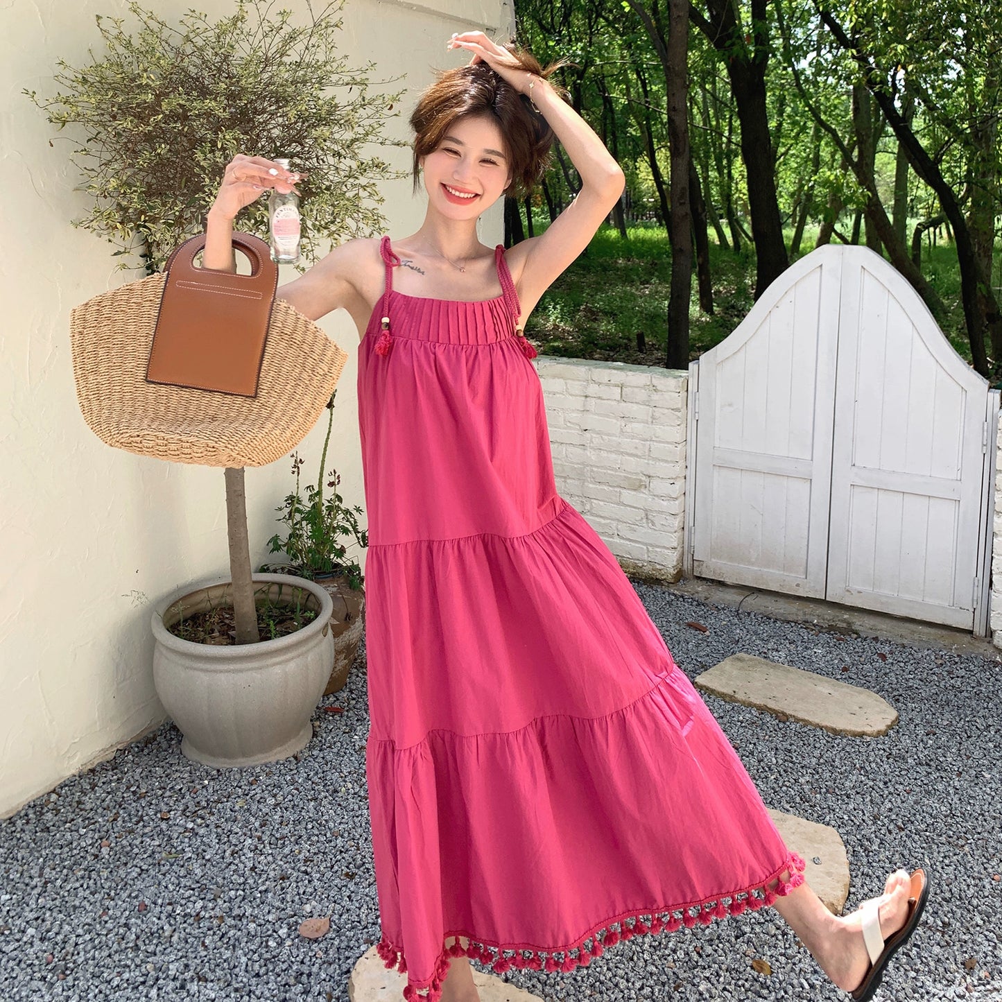 【ワンピース】リゾート風 ファッション エレガンス シェイプアップ ノースリーブキャミソールワンピース【JZシリーズ】