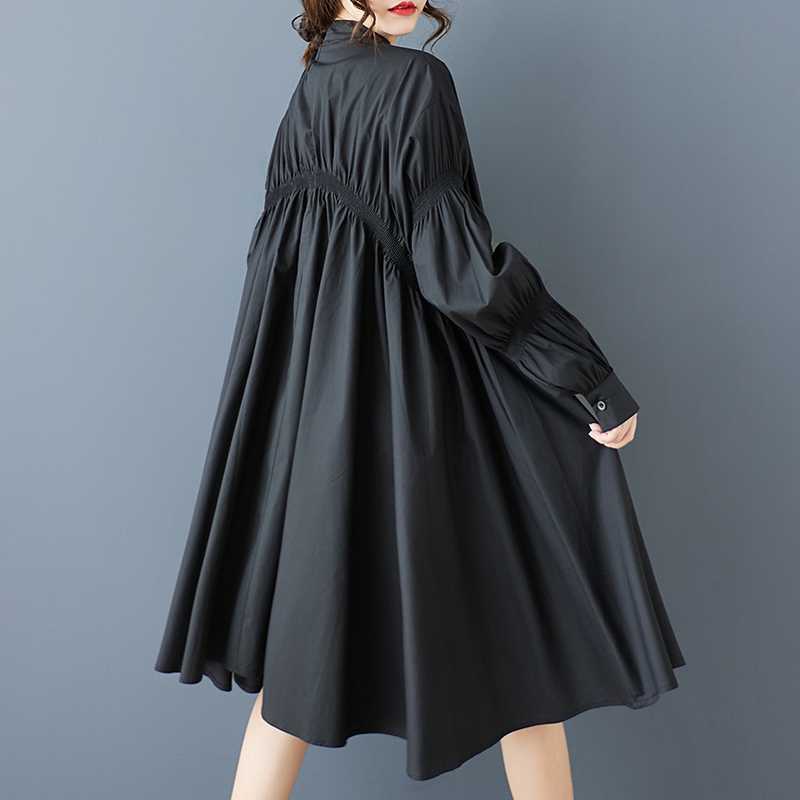 60%OFF⭐️期間限定【ワンピース】山本風 ギャザー パフスリーブ 不規則デザイン ゆったり 着痩せ 長袖シャツワンピース【AHシリーズ】