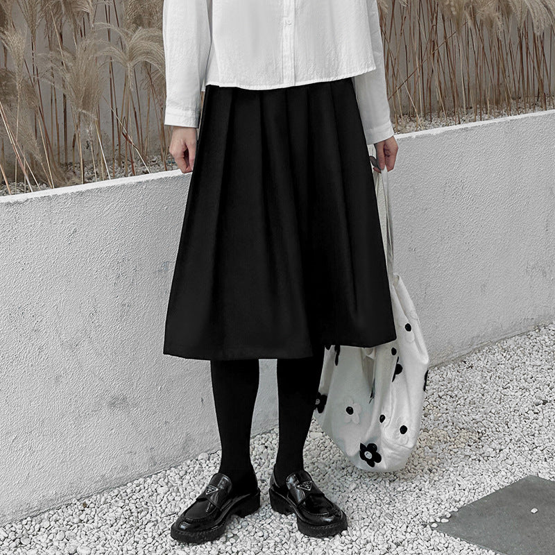 【ボトムス】春 秋 冬 ハイウエスト Aライン プリーツスカート 【AHシリーズ】