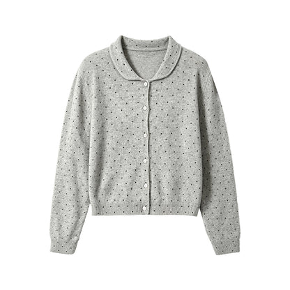 【トップス】ピーターパンカラー 着回しやすい ドット柄 セーター 【JZシリーズ】